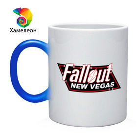 Кружка хамелеон с принтом Fallout new vegas , керамика | меняет цвет при нагревании, емкость 330 мл | fallout | логотип | ньюс вегас | постапокалиптические | фаллаут | фоллаут