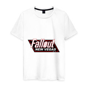Мужская футболка хлопок с принтом Fallout new vegas , 100% хлопок | прямой крой, круглый вырез горловины, длина до линии бедер, слегка спущенное плечо. | fallout | логотип | ньюс вегас | постапокалиптические | фаллаут | фоллаут
