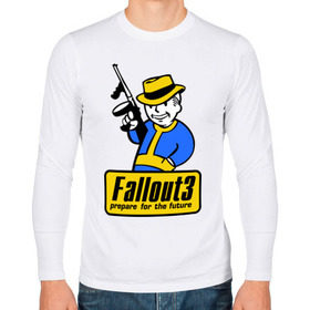 Мужской лонгслив хлопок с принтом Fallout Man , 100% хлопок |  | fallout | логотип | постапокалиптические | фаллаут | фоллаут