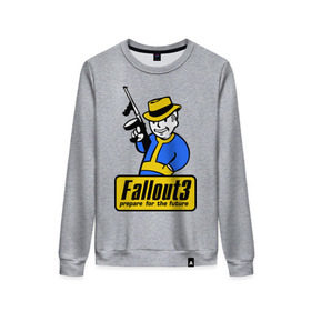 Женский свитшот хлопок с принтом Fallout Man , 100% хлопок | прямой крой, круглый вырез, на манжетах и по низу широкая трикотажная резинка  | fallout | логотип | постапокалиптические | фаллаут | фоллаут