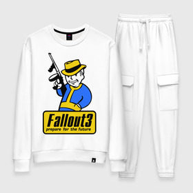 Женский костюм хлопок с принтом Fallout Man , 100% хлопок | на свитшоте круглая горловина, мягкая резинка по низу. Брюки заужены к низу, на них два вида карманов: два 