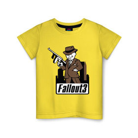 Детская футболка хлопок с принтом Fallout Man with gun , 100% хлопок | круглый вырез горловины, полуприлегающий силуэт, длина до линии бедер | fallout | логотип | постапокалиптические | фаллаут | фоллаут