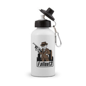 Бутылка спортивная с принтом Fallout Man with gun , металл | емкость — 500 мл, в комплекте две пластиковые крышки и карабин для крепления | Тематика изображения на принте: fallout | логотип | постапокалиптические | фаллаут | фоллаут