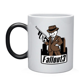 Кружка хамелеон с принтом Fallout Man with gun , керамика | меняет цвет при нагревании, емкость 330 мл | fallout | логотип | постапокалиптические | фаллаут | фоллаут