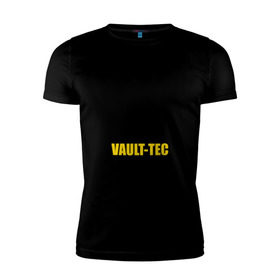 Мужская футболка премиум с принтом Fallout Vault-tec , 92% хлопок, 8% лайкра | приталенный силуэт, круглый вырез ворота, длина до линии бедра, короткий рукав | fallout | логотип | постапокалиптические | фаллаут | фоллаут