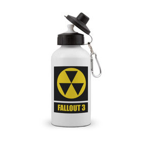 Бутылка спортивная с принтом Fallout Yellow logo , металл | емкость — 500 мл, в комплекте две пластиковые крышки и карабин для крепления | 