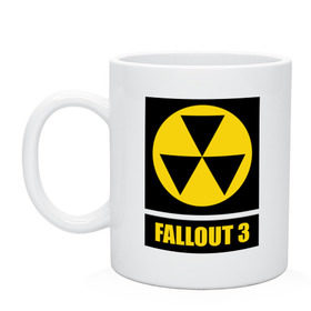 Кружка с принтом Fallout Yellow logo , керамика | объем — 330 мл, диаметр — 80 мм. Принт наносится на бока кружки, можно сделать два разных изображения | 