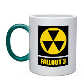 Кружка хамелеон с принтом Fallout Yellow logo , керамика | меняет цвет при нагревании, емкость 330 мл | 