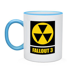 Кружка двухцветная с принтом Fallout Yellow logo , керамика | объем — 330 мл, диаметр — 80 мм. Цветная ручка и кайма сверху, в некоторых цветах — вся внутренняя часть | 