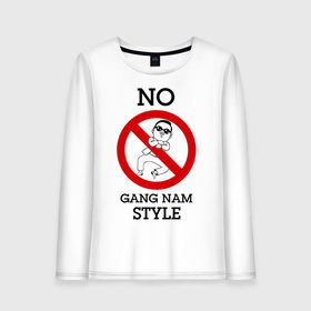 Женский лонгслив хлопок с принтом No Gang Nam Style , 100% хлопок |  | Тематика изображения на принте: 