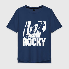 Мужская футболка хлопок Oversize с принтом Рокки Бальбоа (Rocky) , 100% хлопок | свободный крой, круглый ворот, “спинка” длиннее передней части | rocky | рокки | рокки бальбоа