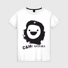 Женская футболка хлопок с принтом C&He Guevara , 100% хлопок | прямой крой, круглый вырез горловины, длина до линии бедер, слегка спущенное плечо | 