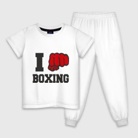 Детская пижама хлопок с принтом i love boxing - я люблю бокс , 100% хлопок |  брюки и футболка прямого кроя, без карманов, на брюках мягкая резинка на поясе и по низу штанин
 | sport | боксер | боксировать | кулак | ринг | рука | спорт | спортсмен | удар