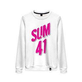 Женский свитшот хлопок с принтом Sum 41 logo , 100% хлопок | прямой крой, круглый вырез, на манжетах и по низу широкая трикотажная резинка  | sum 41 | музыка | панк рок | рок | сам 41
