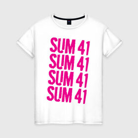 Женская футболка хлопок с принтом Sum 41 magenta , 100% хлопок | прямой крой, круглый вырез горловины, длина до линии бедер, слегка спущенное плечо | 