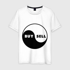 Мужская футболка хлопок с принтом Инь Янь буржуя , 100% хлопок | прямой крой, круглый вырез горловины, длина до линии бедер, слегка спущенное плечо. | buy | sell | инь ян | купить | продать