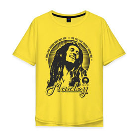 Мужская футболка хлопок Oversize с принтом Marley , 100% хлопок | свободный крой, круглый ворот, “спинка” длиннее передней части | bob markey | marley | reggae | боб марли | регги