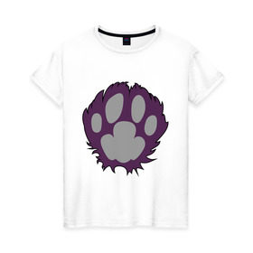Женская футболка хлопок с принтом кошачья лапа , 100% хлопок | прямой крой, круглый вырез горловины, длина до линии бедер, слегка спущенное плечо | животные | кошачья лапа | кошка | лапа | прикольные картинки
