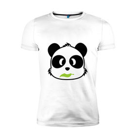 Мужская футболка премиум с принтом Веселая панда , 92% хлопок, 8% лайкра | приталенный силуэт, круглый вырез ворота, длина до линии бедра, короткий рукав | Тематика изображения на принте: панда