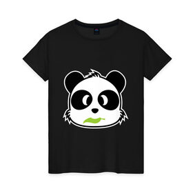 Женская футболка хлопок с принтом Веселая панда , 100% хлопок | прямой крой, круглый вырез горловины, длина до линии бедер, слегка спущенное плечо | Тематика изображения на принте: панда
