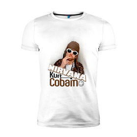 Мужская футболка премиум с принтом Kurt Cobain в очках , 92% хлопок, 8% лайкра | приталенный силуэт, круглый вырез ворота, длина до линии бедра, короткий рукав | kurt cobain | kurt cobain в очках | nirvana | музыка | нирвана