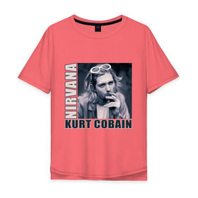 Мужская футболка хлопок Oversize с принтом Nirvana- Kurt Cobain , 100% хлопок | свободный крой, круглый ворот, “спинка” длиннее передней части | kurt cobain | nirvana | группы | курт кобейн | музыка | музыкальные группы. курт | нирвана