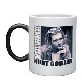 Кружка хамелеон с принтом Nirvana- Kurt Cobain , керамика | меняет цвет при нагревании, емкость 330 мл | kurt cobain | nirvana | группы | курт кобейн | музыка | музыкальные группы. курт | нирвана
