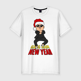 Мужская футболка премиум с принтом Gang Nam New Year , 92% хлопок, 8% лайкра | приталенный силуэт, круглый вырез ворота, длина до линии бедра, короткий рукав | 2013 | gang nam new year | гагнам стайл | новогодние | новый год | праздник | прикольные картинки | прикольные надписи | с новым годом