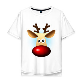 Мужская футболка хлопок Oversize с принтом WOW Deer , 100% хлопок | свободный крой, круглый ворот, “спинка” длиннее передней части | Тематика изображения на принте: 2013 | happy new year | new year | год змеи | дед мороз | новый год | олень