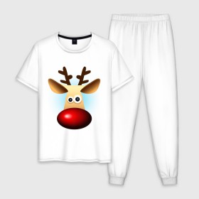 Мужская пижама хлопок с принтом WOW Deer , 100% хлопок | брюки и футболка прямого кроя, без карманов, на брюках мягкая резинка на поясе и по низу штанин
 | Тематика изображения на принте: 2013 | happy new year | new year | год змеи | дед мороз | новый год | олень