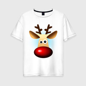 Женская футболка хлопок Oversize с принтом WOW Deer , 100% хлопок | свободный крой, круглый ворот, спущенный рукав, длина до линии бедер
 | 2013 | happy new year | new year | год змеи | дед мороз | новый год | олень