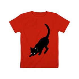 Детская футболка хлопок с принтом Черная/Белая кошечка , 100% хлопок | круглый вырез горловины, полуприлегающий силуэт, длина до линии бедер | влюбленная кошка | влюбленный котенок | киса | китти | кот | котенок | кошка | кошки | прикольные картинки | черная белая кошечка