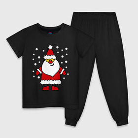 Детская пижама хлопок с принтом Веселый Дед Мороз , 100% хлопок |  брюки и футболка прямого кроя, без карманов, на брюках мягкая резинка на поясе и по низу штанин
 | новогодний | рождество | санта клаус