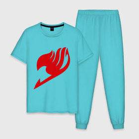 Мужская пижама хлопок с принтом Fairy Tail (Фейри Тейл) , 100% хлопок | брюки и футболка прямого кроя, без карманов, на брюках мягкая резинка на поясе и по низу штанин
 | 