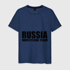 Мужская футболка хлопок с принтом Russia wrestling team , 100% хлопок | прямой крой, круглый вырез горловины, длина до линии бедер, слегка спущенное плечо. | greco roman wrestling | russia | борьба | греко римская борьба | россия | спорт