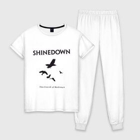 Женская пижама хлопок с принтом Shinedown Soun of Madness , 100% хлопок | брюки и футболка прямого кроя, без карманов, на брюках мягкая резинка на поясе и по низу штанин | shinedown soun of madness | группы | музыка | рок группы | рок музыка