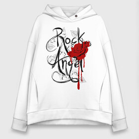 Женское худи Oversize хлопок с принтом Rock angel red rose , френч-терри — 70% хлопок, 30% полиэстер. Мягкий теплый начес внутри —100% хлопок | боковые карманы, эластичные манжеты и нижняя кромка, капюшон на магнитной кнопке | rock | rock angel | красная роза | роза | рок | рок музыка