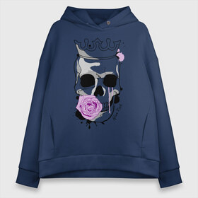 Женское худи Oversize хлопок с принтом Skull with rose , френч-терри — 70% хлопок, 30% полиэстер. Мягкий теплый начес внутри —100% хлопок | боковые карманы, эластичные манжеты и нижняя кромка, капюшон на магнитной кнопке | rock | rose | роза | рок | рок музыка | череп