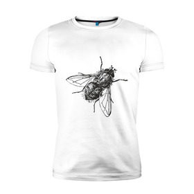 Мужская футболка премиум с принтом Назойливая муха , 92% хлопок, 8% лайкра | приталенный силуэт, круглый вырез ворота, длина до линии бедра, короткий рукав | животные | муха | назойливая | назойливая муха | прикольные картинки