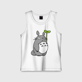 Детская майка хлопок с принтом TOTORO с листом ,  |  | totoro | totoro с листом | аниме | тоторо