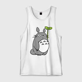 Мужская майка хлопок с принтом TOTORO с листом , 100% хлопок |  | totoro | totoro с листом | аниме | тоторо