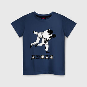 Детская футболка хлопок с принтом Дзюдо (3) , 100% хлопок | круглый вырез горловины, полуприлегающий силуэт, длина до линии бедер | Тематика изображения на принте: дзюдо