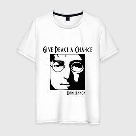 Мужская футболка хлопок с принтом John Lennon (Джон Леннон) Give Peace a Chance , 100% хлопок | прямой крой, круглый вырез горловины, длина до линии бедер, слегка спущенное плечо. | beatles | give peace a chance | john lennon | битлз | джон леннон | знаменитости | знаменитые личности | портрет