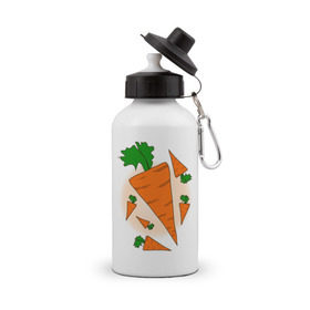 Бутылка спортивная с принтом Carrot , металл | емкость — 500 мл, в комплекте две пластиковые крышки и карабин для крепления | 14 feb | 14 февраля | влюбленным | день святого валентина | любовь | морковка | морковь | парные