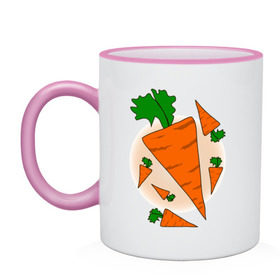 Кружка двухцветная с принтом Carrot , керамика | объем — 330 мл, диаметр — 80 мм. Цветная ручка и кайма сверху, в некоторых цветах — вся внутренняя часть | 14 feb | 14 февраля | влюбленным | день святого валентина | любовь | морковка | морковь | парные