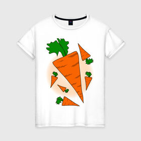 Женская футболка хлопок с принтом Carrot , 100% хлопок | прямой крой, круглый вырез горловины, длина до линии бедер, слегка спущенное плечо | 14 feb | 14 февраля | влюбленным | день святого валентина | любовь | морковка | морковь | парные