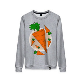 Женский свитшот хлопок с принтом Carrot , 100% хлопок | прямой крой, круглый вырез, на манжетах и по низу широкая трикотажная резинка  | 14 feb | 14 февраля | влюбленным | день святого валентина | любовь | морковка | морковь | парные
