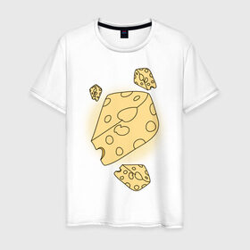 Мужская футболка хлопок с принтом Cheese for mousy , 100% хлопок | прямой крой, круглый вырез горловины, длина до линии бедер, слегка спущенное плечо. | 14 feb | 14 февраля | влюбленным | день святого валентина | любовь | парные | сыр