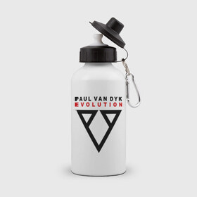 Бутылка спортивная с принтом Paul Van Dyk - evolution , металл | емкость — 500 мл, в комплекте две пластиковые крышки и карабин для крепления | 
