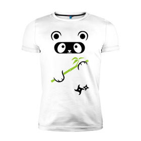 Мужская футболка премиум с принтом Panda ninja , 92% хлопок, 8% лайкра | приталенный силуэт, круглый вырез ворота, длина до линии бедра, короткий рукав | panda | бамбуковая панда | панда ниндзя